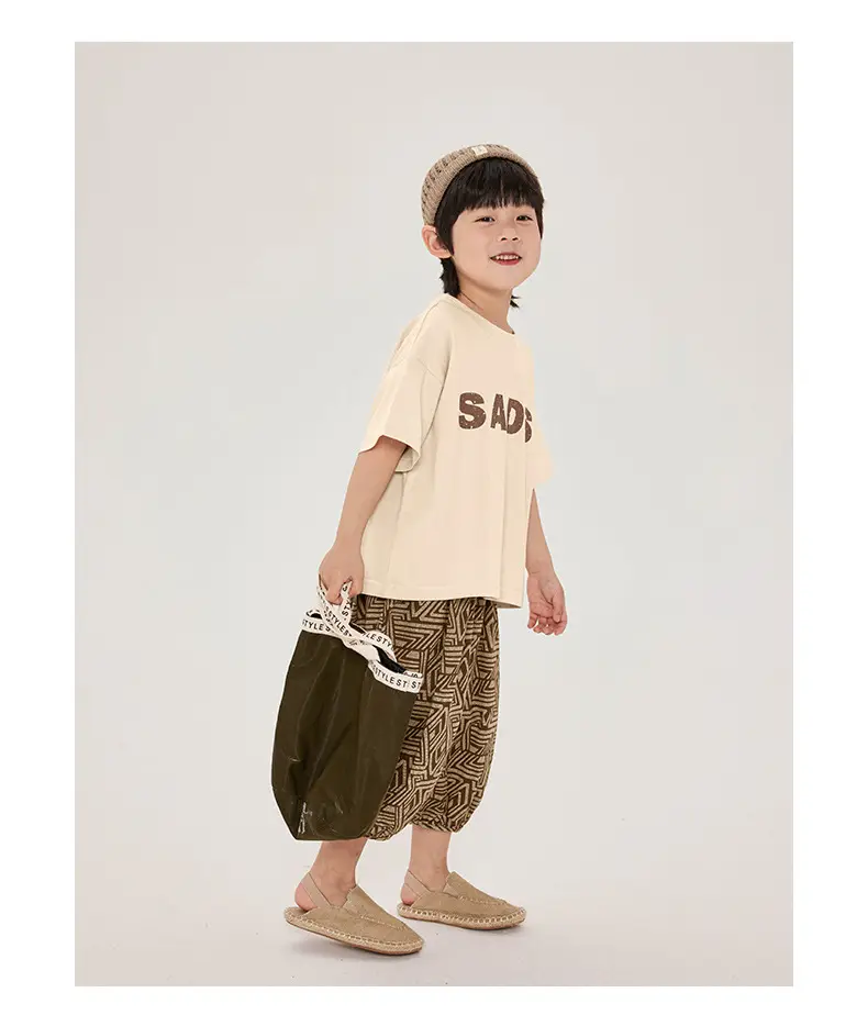 Kids Brown T-Shirt Short Sleeve Cotton Summer Wear — feature 18