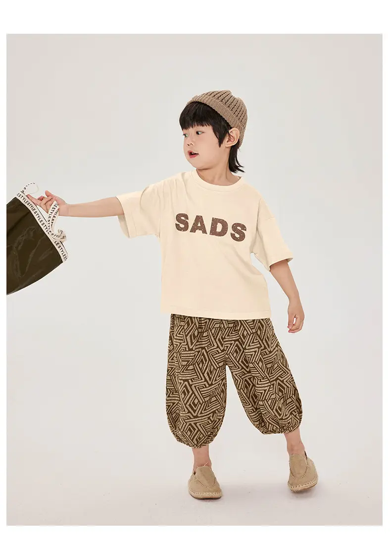 Kids Brown T-Shirt Short Sleeve Cotton Summer Wear — feature 19
