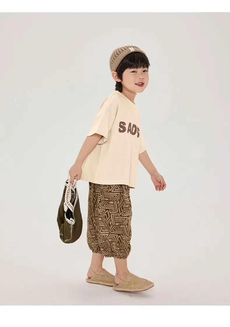 Kids Brown T-Shirt Short Sleeve Cotton Summer Wear — feature 20