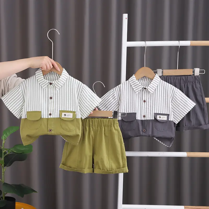 Boy Vertical Striped T-Shirt Shorts Set Summer 2024 - Image 4