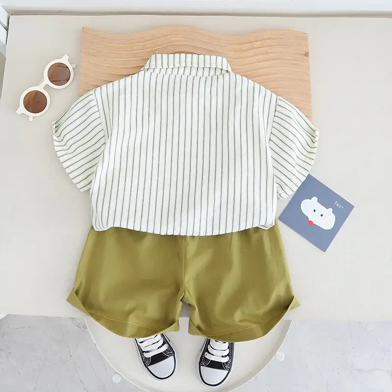 Boy Vertical Striped T-Shirt Shorts Set Summer 2024 — feature 5