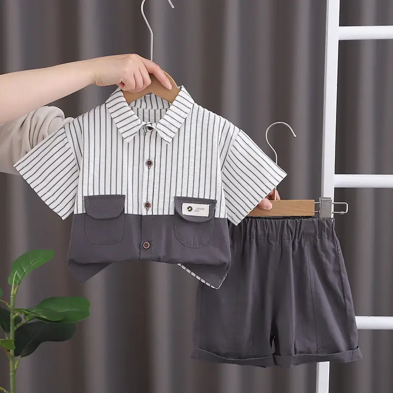 Boy Vertical Striped T-Shirt Shorts Set Summer 2024 — feature 6