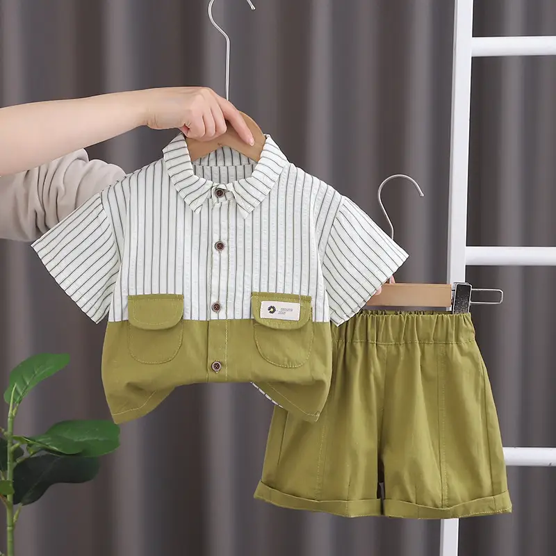 Boy Vertical Striped T-Shirt Shorts Set Summer 2024 — feature 7