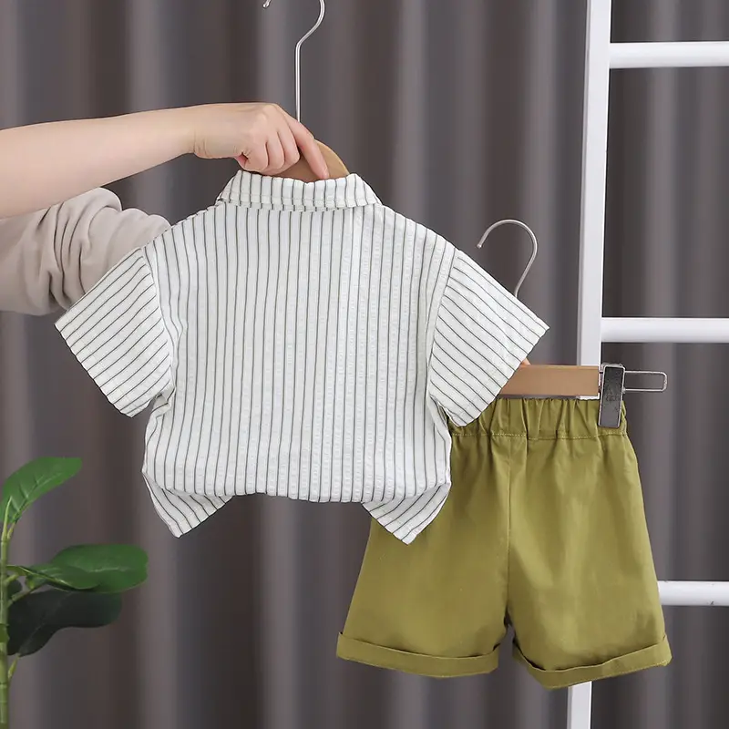 Boy Vertical Striped T-Shirt Shorts Set Summer 2024 — feature 9