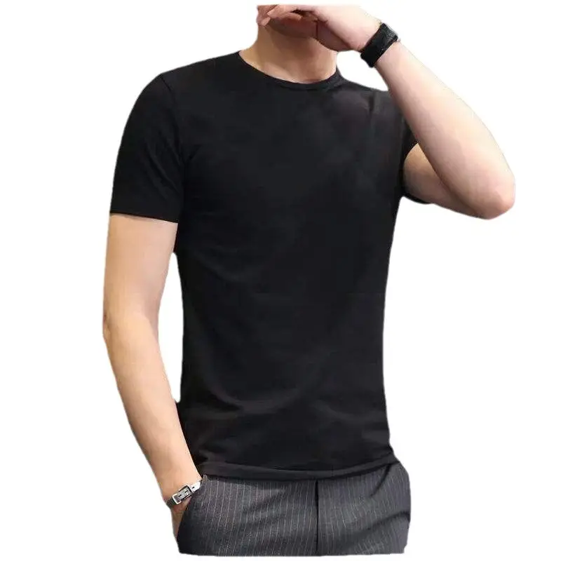 Men White Slim Fit T-Shirt Short Sleeve 2024 - Image 5