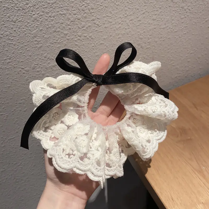 2026 New Elegant Lace Scrunchie French Bow Hair Tie