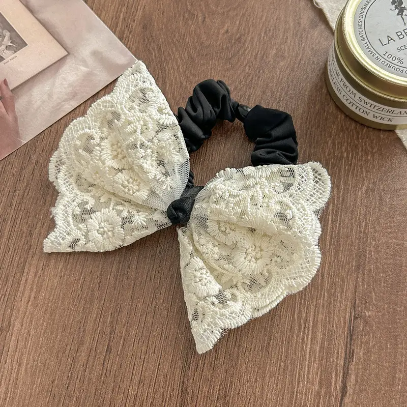 2026 New Elegant Lace Scrunchie French Bow Hair Tie