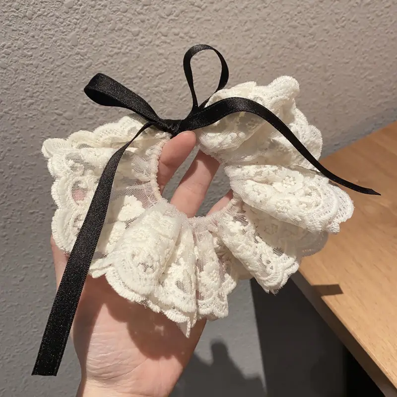 2026 New Elegant Lace Scrunchie French Bow Hair Tie