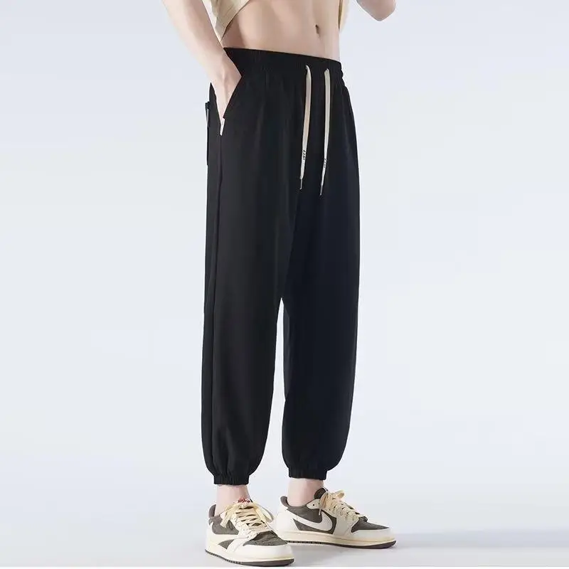 Men Japanese Ice Silk Leg-toe Pants Black