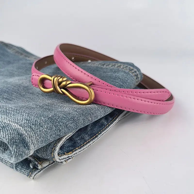 Women's Vintage Leather Belt with Gold Buckle - Image 30