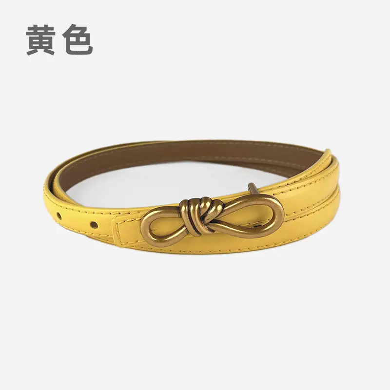 Women's Vintage Leather Belt with Gold Buckle - Image 13