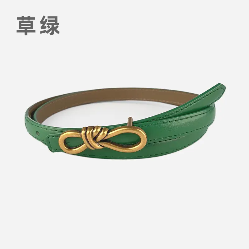 Women's Vintage Leather Belt with Gold Buckle - Image 16