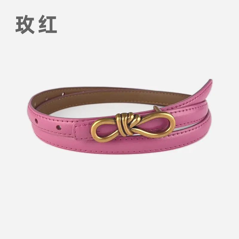 Women's Vintage Leather Belt with Gold Buckle - Image 17