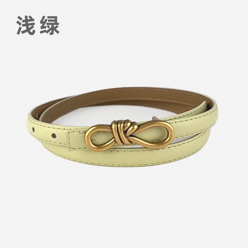 Women's Vintage Leather Belt with Gold Buckle - Image 20
