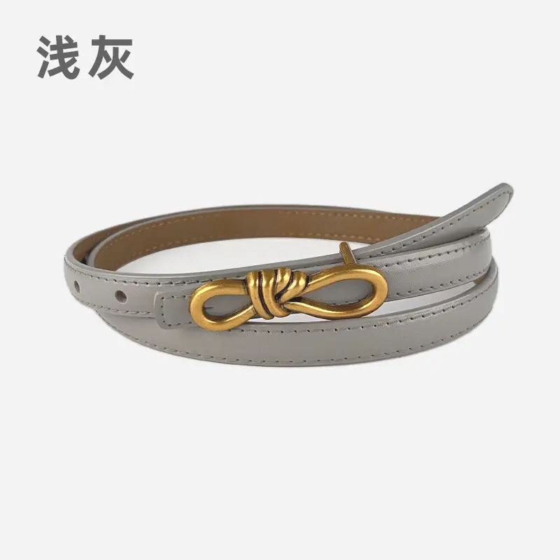 Women's Vintage Leather Belt with Gold Buckle - Image 21