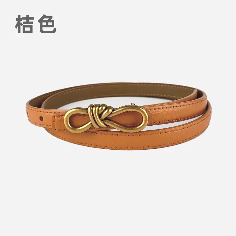 Women's Vintage Leather Belt with Gold Buckle - Image 22