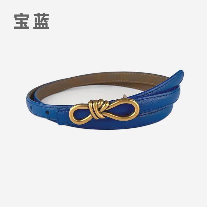 Women's Vintage Leather Belt with Gold Buckle - Image 25