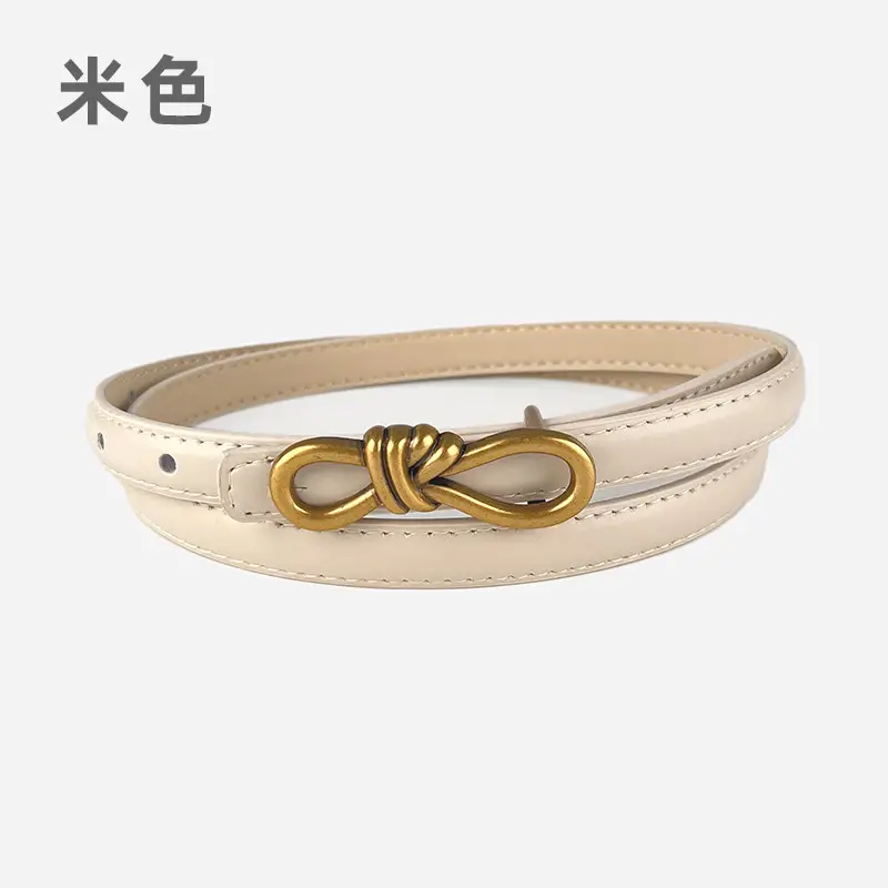 Women's Vintage Leather Belt with Gold Buckle - Image 7