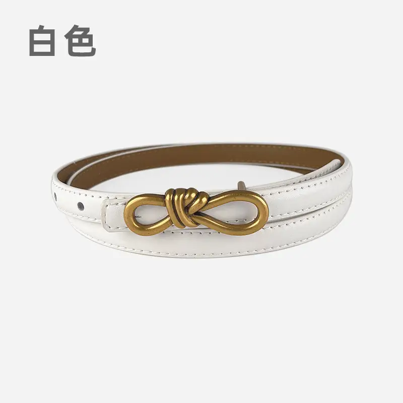 Women's Vintage Leather Belt with Gold Buckle - Image 9