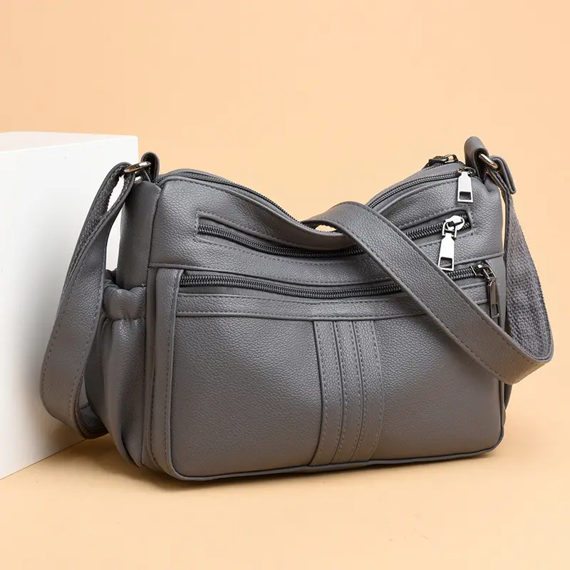 Black PU Leather Textured Crossbody Bag for Women