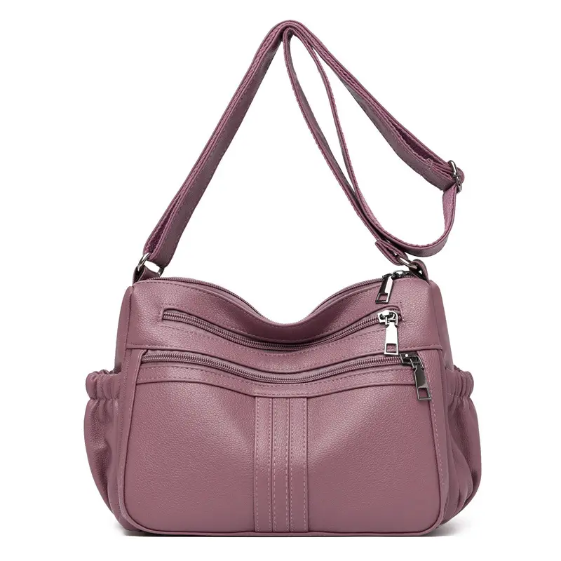 Black PU Leather Textured Crossbody Bag for Women