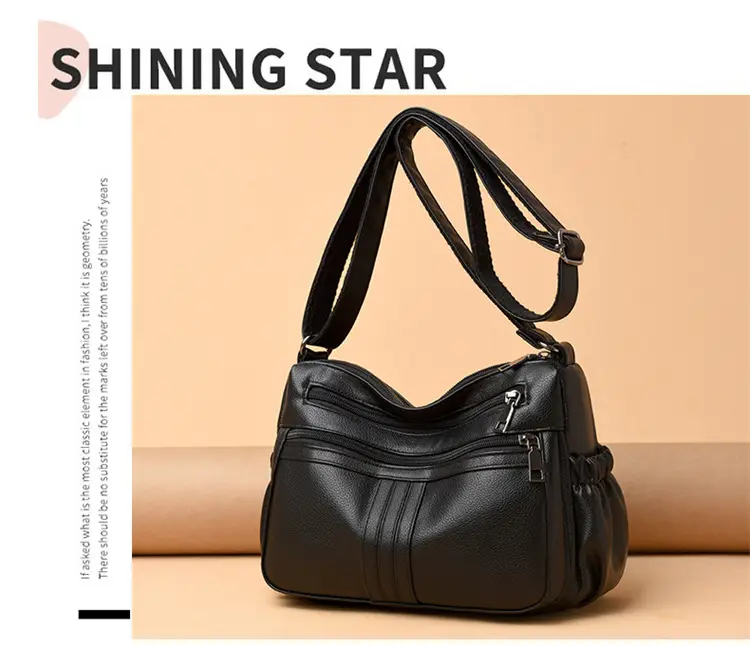 Black PU Leather Textured Crossbody Bag for Women — feature 13