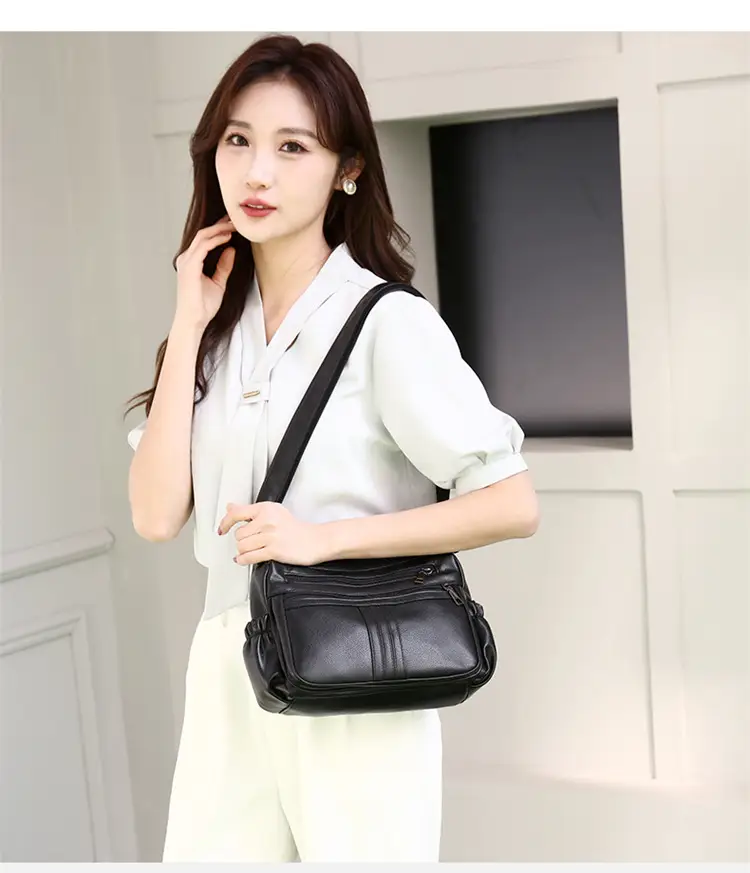 Black PU Leather Textured Crossbody Bag for Women — feature 22
