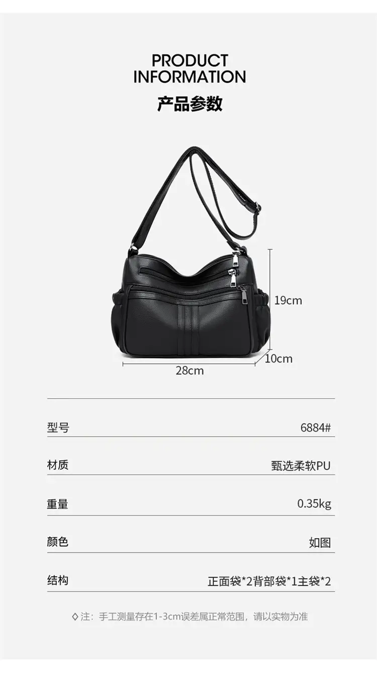 Black PU Leather Textured Crossbody Bag for Women — feature 6