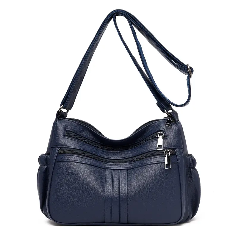 Black PU Leather Textured Crossbody Bag for Women