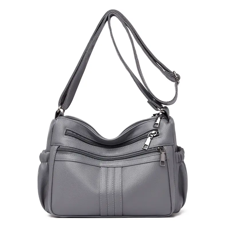 Black PU Leather Textured Crossbody Bag for Women