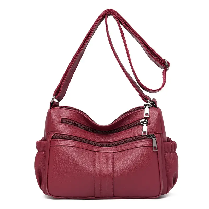 Black PU Leather Textured Crossbody Bag for Women