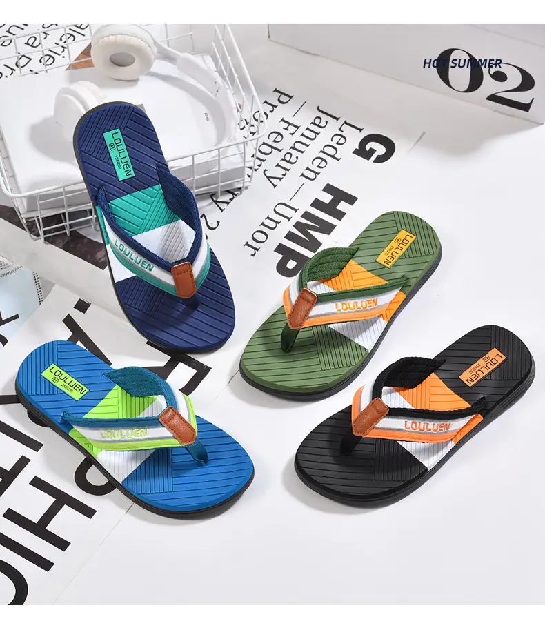 Summer new men's flip-flops non-slip outer wear flip-flops men's outdoor beach shoes European and American sandals wholesale — feature 7