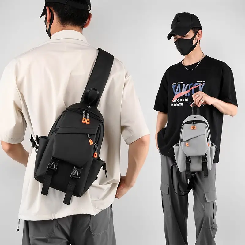 Men's Black Nylon Crossbody Bag Large Capacity - Image 4