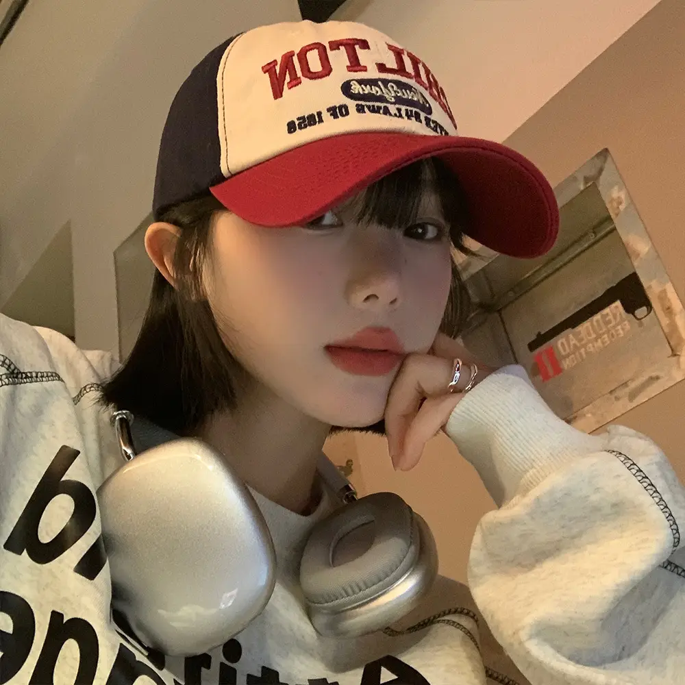 Women American Style Retro Letter Baseball Cap Wide Brim Big Face Cap - Image 8