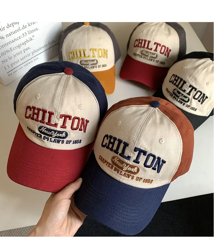 Women American Style Retro Letter Baseball Cap Wide Brim Big Face Cap — feature 12