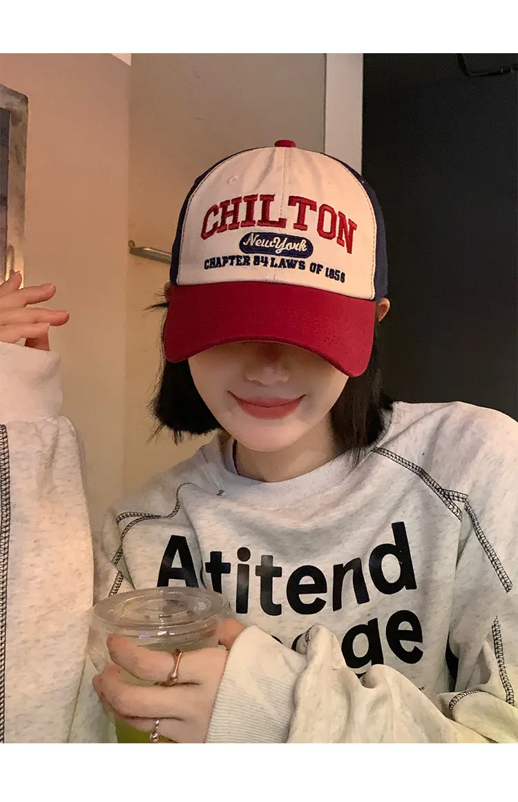 Women American Style Retro Letter Baseball Cap Wide Brim Big Face Cap — feature 8