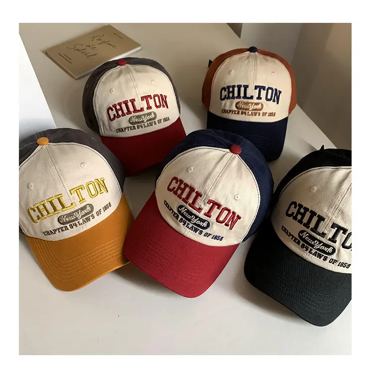 Women American Style Retro Letter Baseball Cap Wide Brim Big Face Cap — feature 9