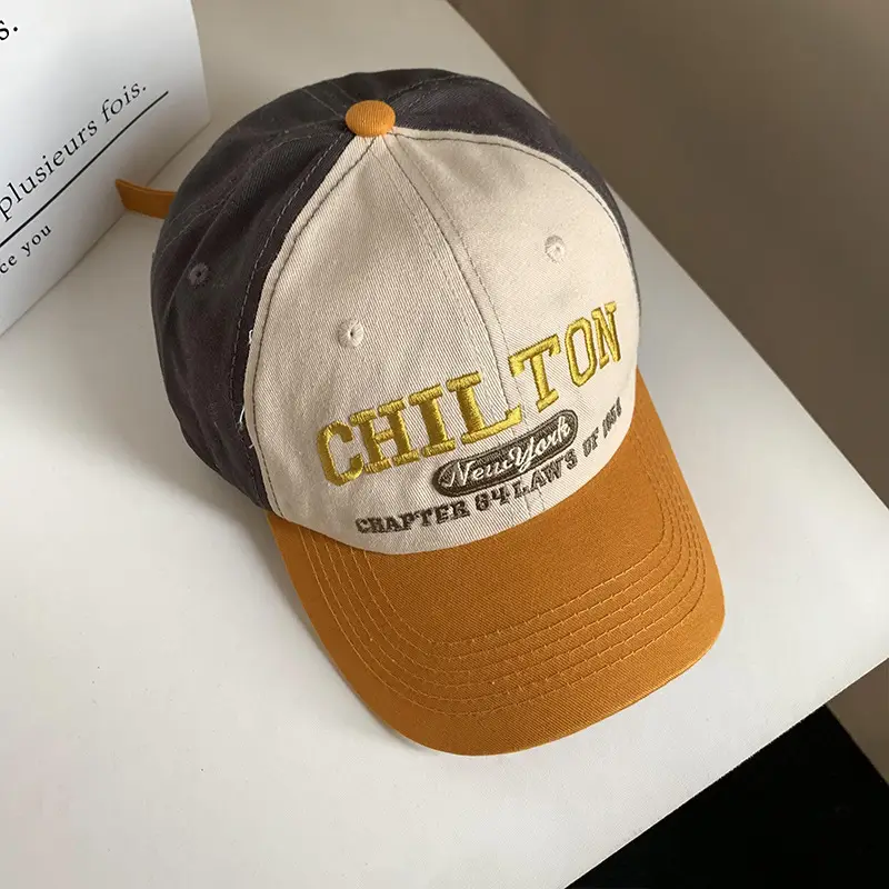 Women American Style Retro Letter Baseball Cap Wide Brim Big Face Cap - Image 3