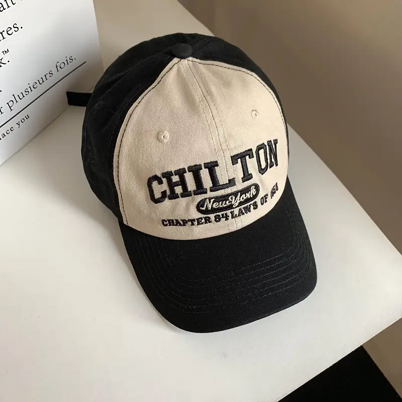 Women American Style Retro Letter Baseball Cap Wide Brim Big Face Cap - Image 4