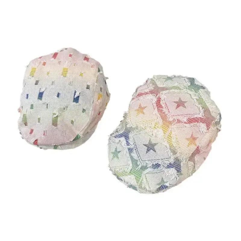 Women's Anti-Face Korean Plaid Beret Cap Small - Image 7