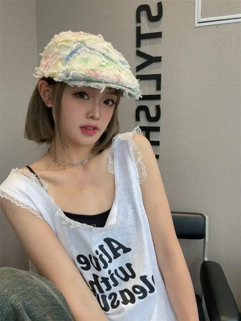 Women's Anti-Face Korean Plaid Beret Cap Small — feature 10