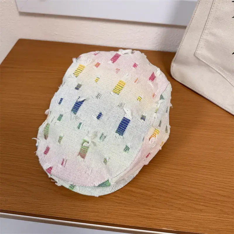 Women's Anti-Face Korean Plaid Beret Cap Small - Image 2