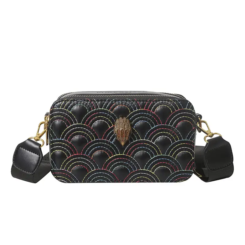 2026 Embroidered Crossbody Bag with Square Design