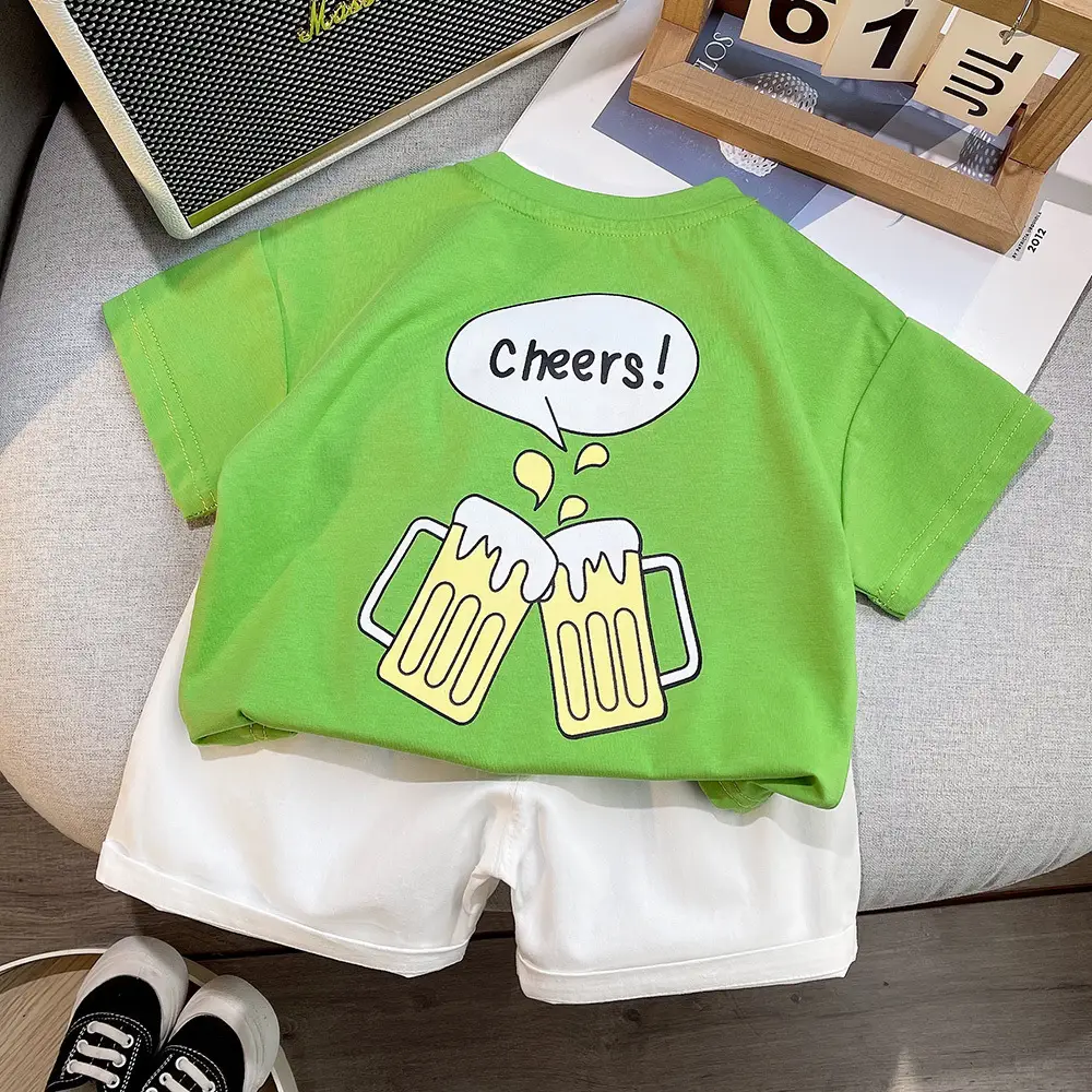 Boys Pure Cotton Green Short Sleeve T-Shirt Set 2026 — feature 3