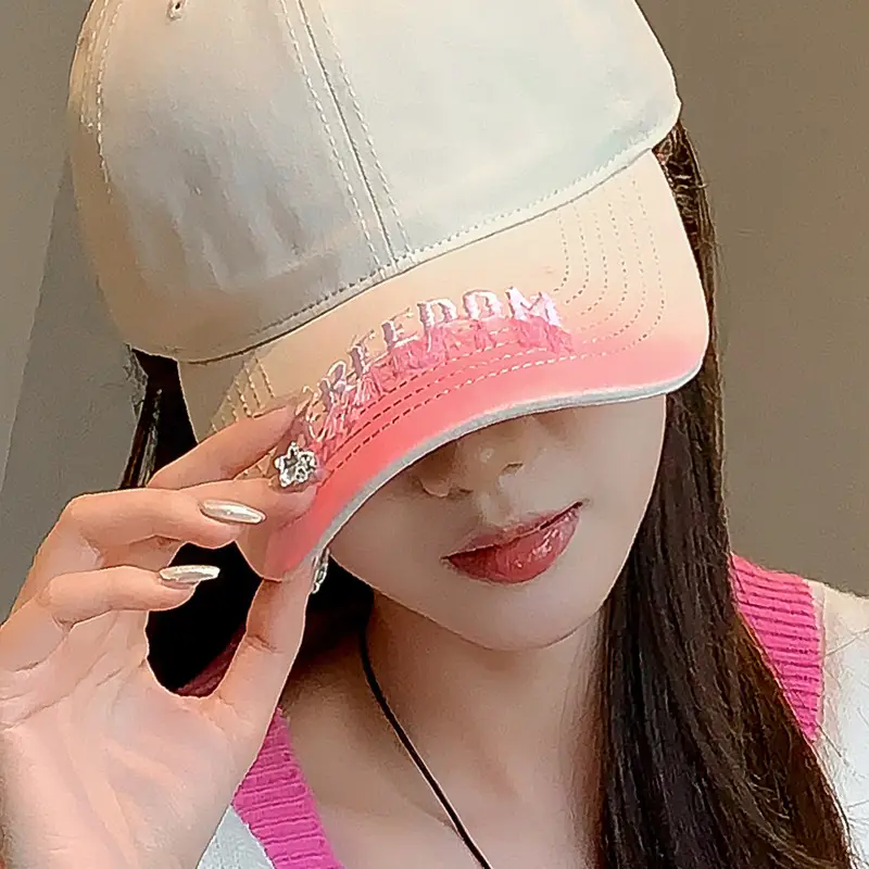 Women's Light Gray Baseball Cap with Wide Brim - Image 8