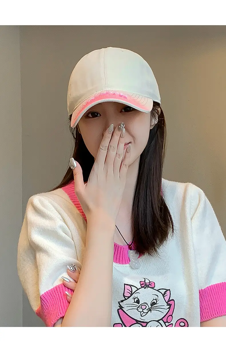 Women's Light Gray Baseball Cap with Wide Brim — feature 13