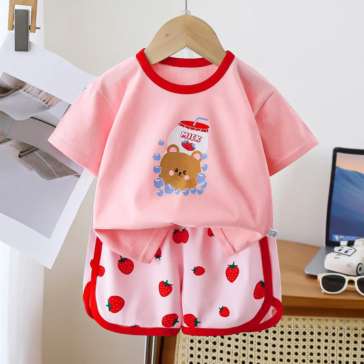 Kids Cotton Short Sleeve Baby Shorts Set Summer New Boys - Image 6