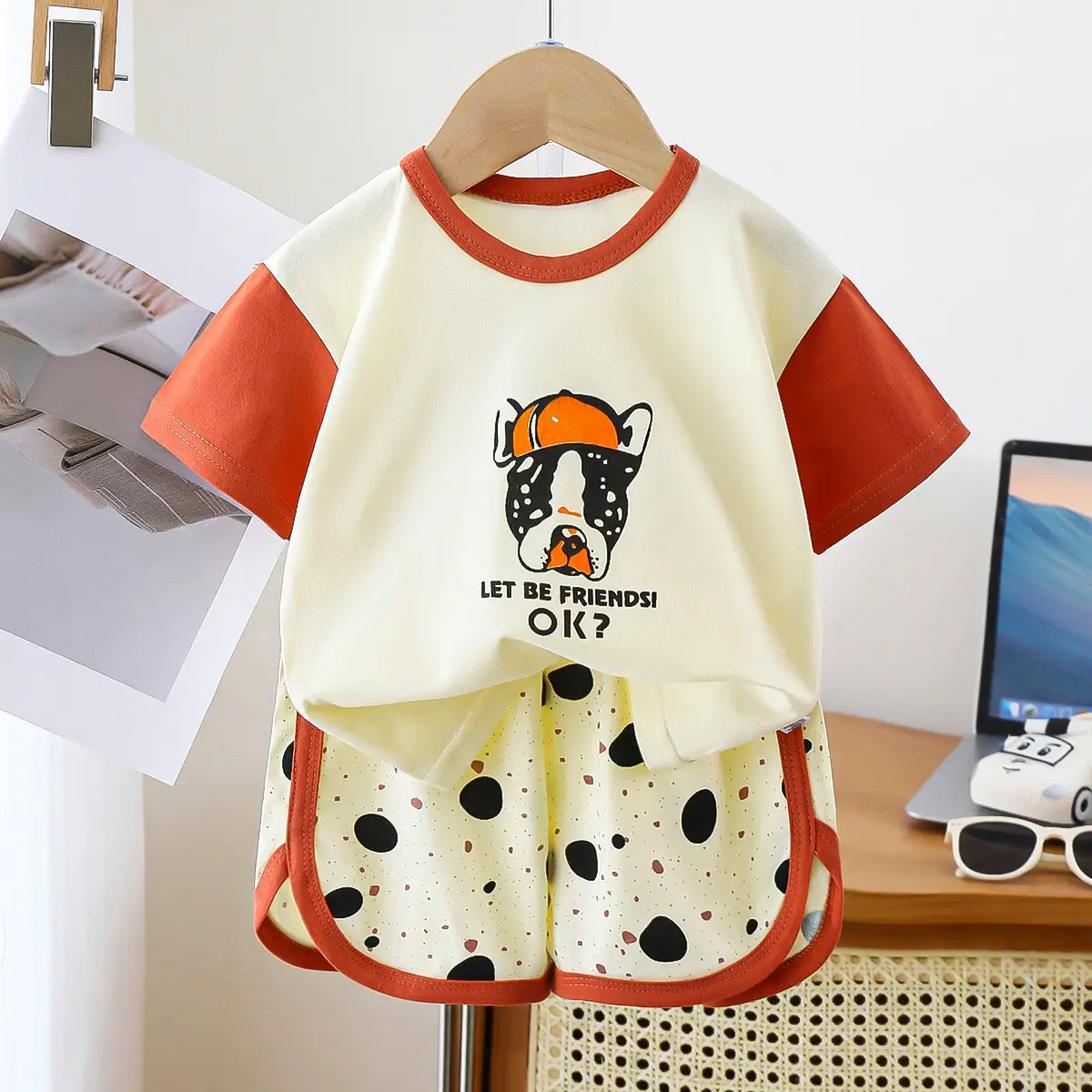 Kids Cotton Short Sleeve Baby Shorts Set Summer New Boys - Image 3