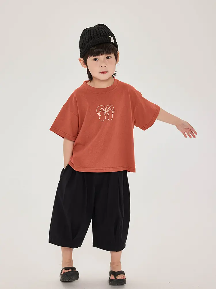 Boys T-Shirt Brown Print Cotton Shorts Set - Image 4