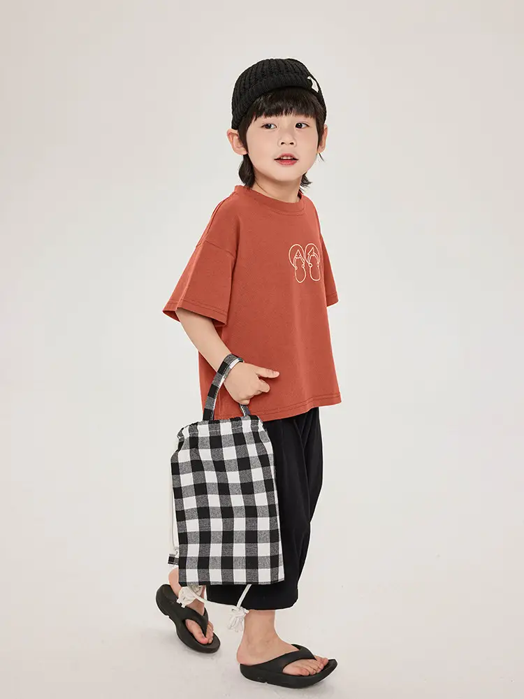 Boys T-Shirt Brown Print Cotton Shorts Set - Image 5